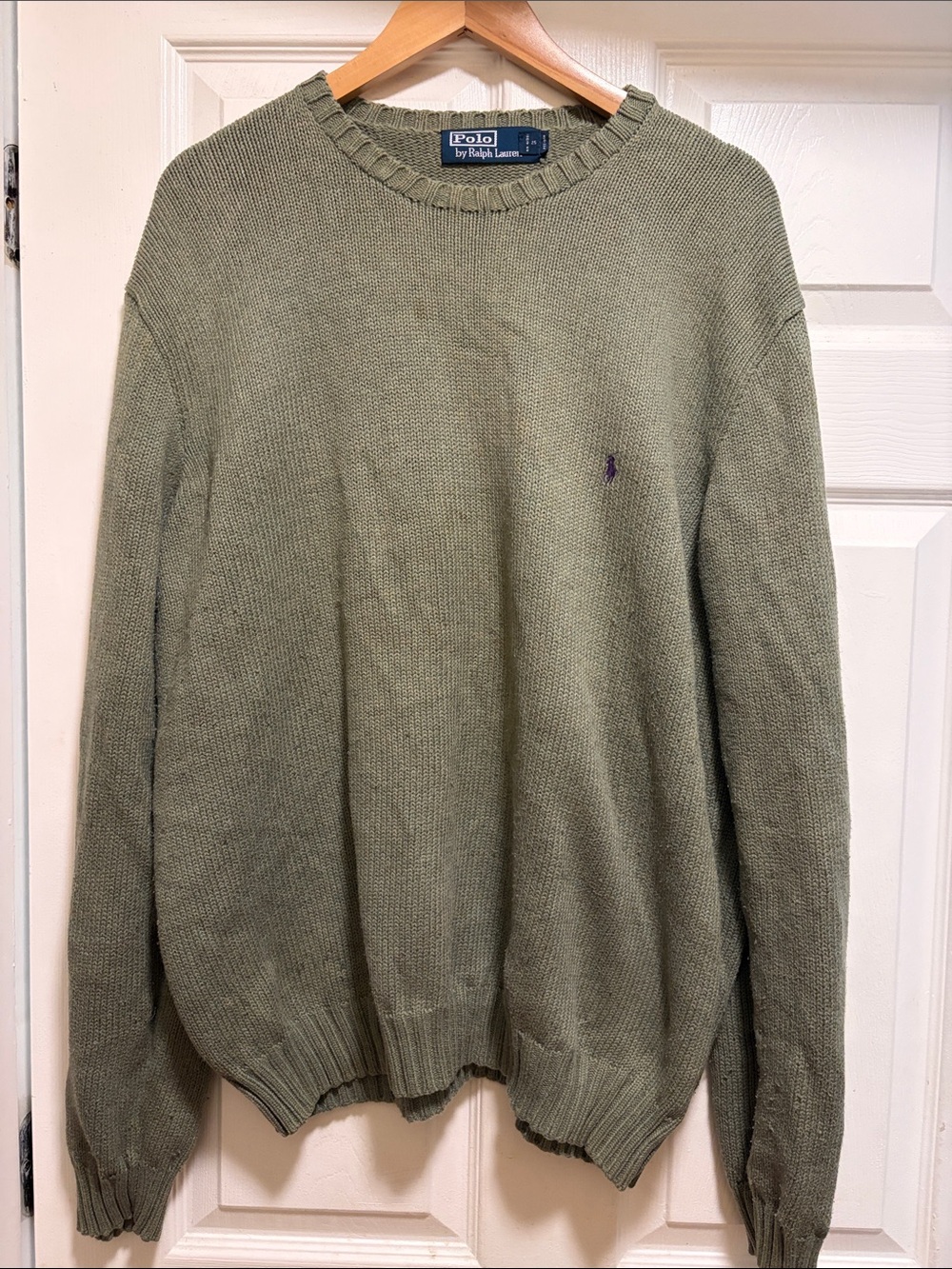 Polo by Ralph Lauren Olive Green Crewneck Sweater with Polo Pony